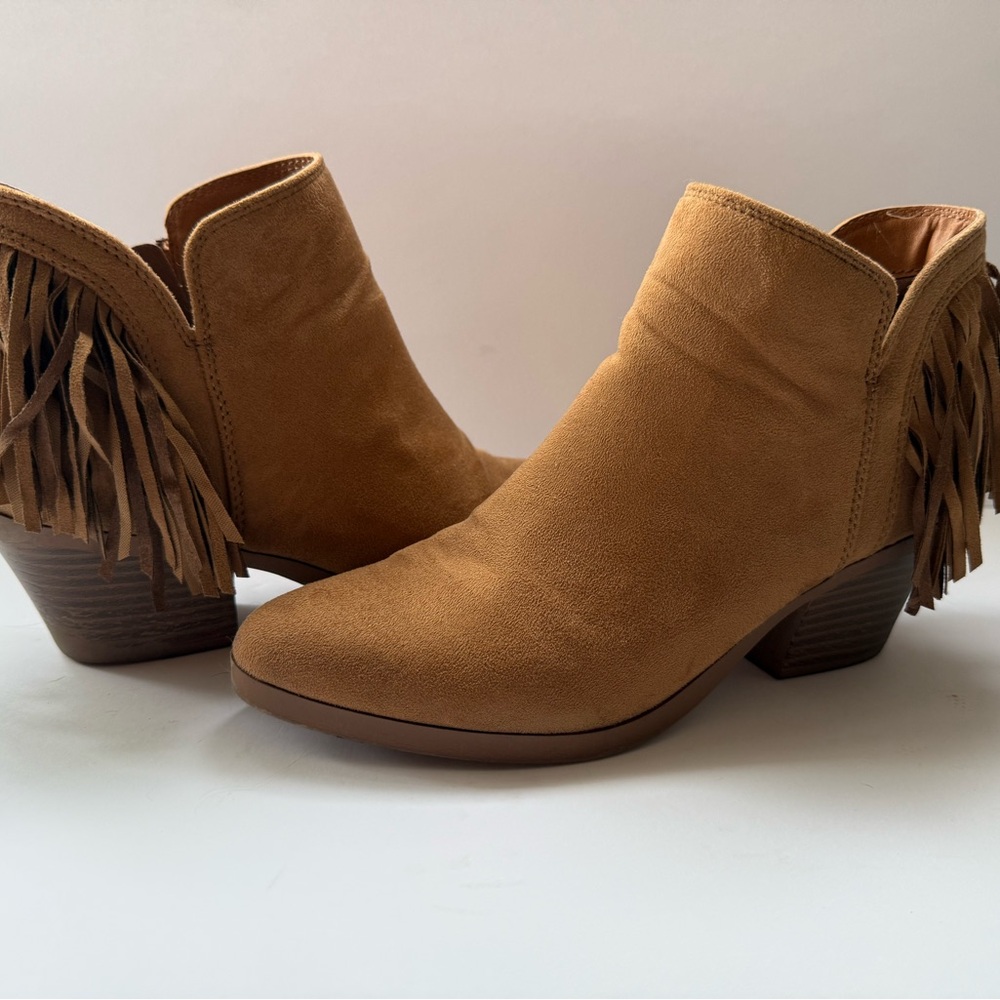 Soda Brown Fringe Ankle Booties